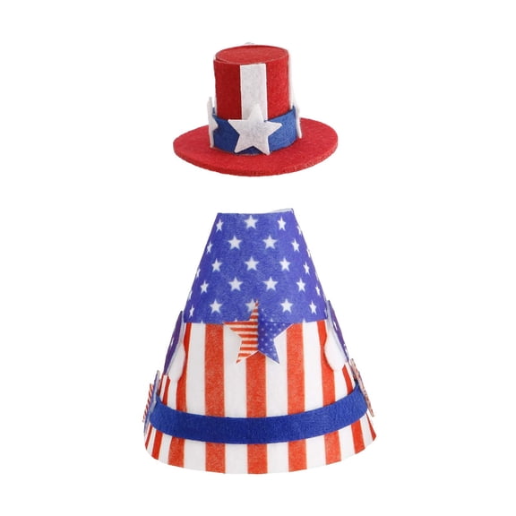 4th of July Mini Desk Goose Outfit, 7 Inch Patriotic Felt Hat Set for Desktop Goose Statue Independence Day Decor