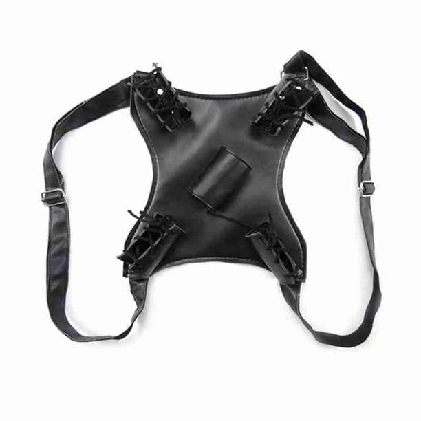 Faux Leather Dual Sword Back Scabbard Holder Harness With Shoulder Strap Walmart Com