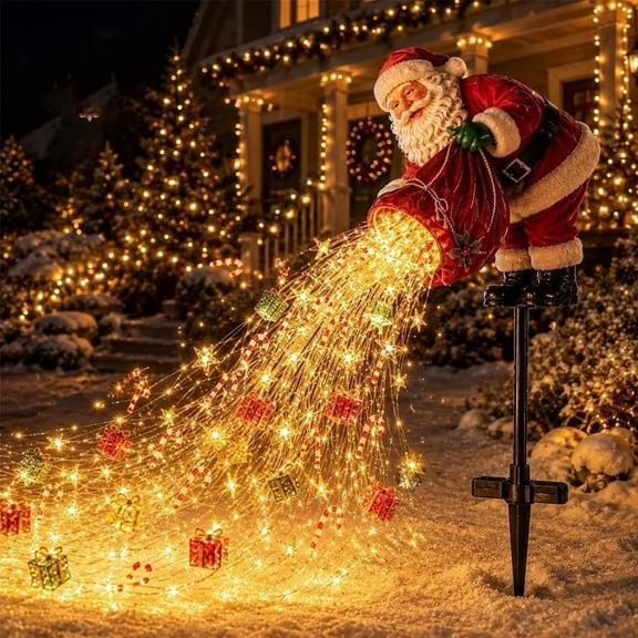 Brainybites Solar Christmas Light, Santa Magic Pour LED Stake, Outdoor Yard Decor