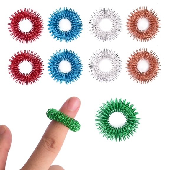 Special Supplies Acupressure Rings for Kids and Adults – Spiky Sensory Rings for Focus & Finger Massage – Fidget Ring (10 Pack)