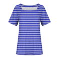 thumbnail image 2 of Otvok 2025 Womens Stripe Color Short Sleeve Tops Round-Neck Blouses, 2 of 6