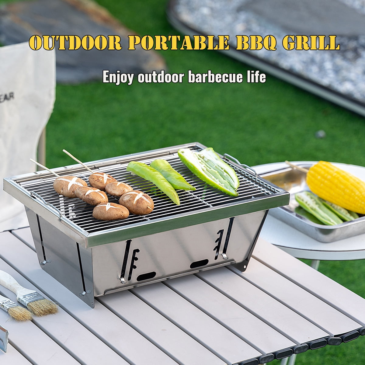 AJ Enjoy 14'' Rectangular Portable Mini Charcoal Grill