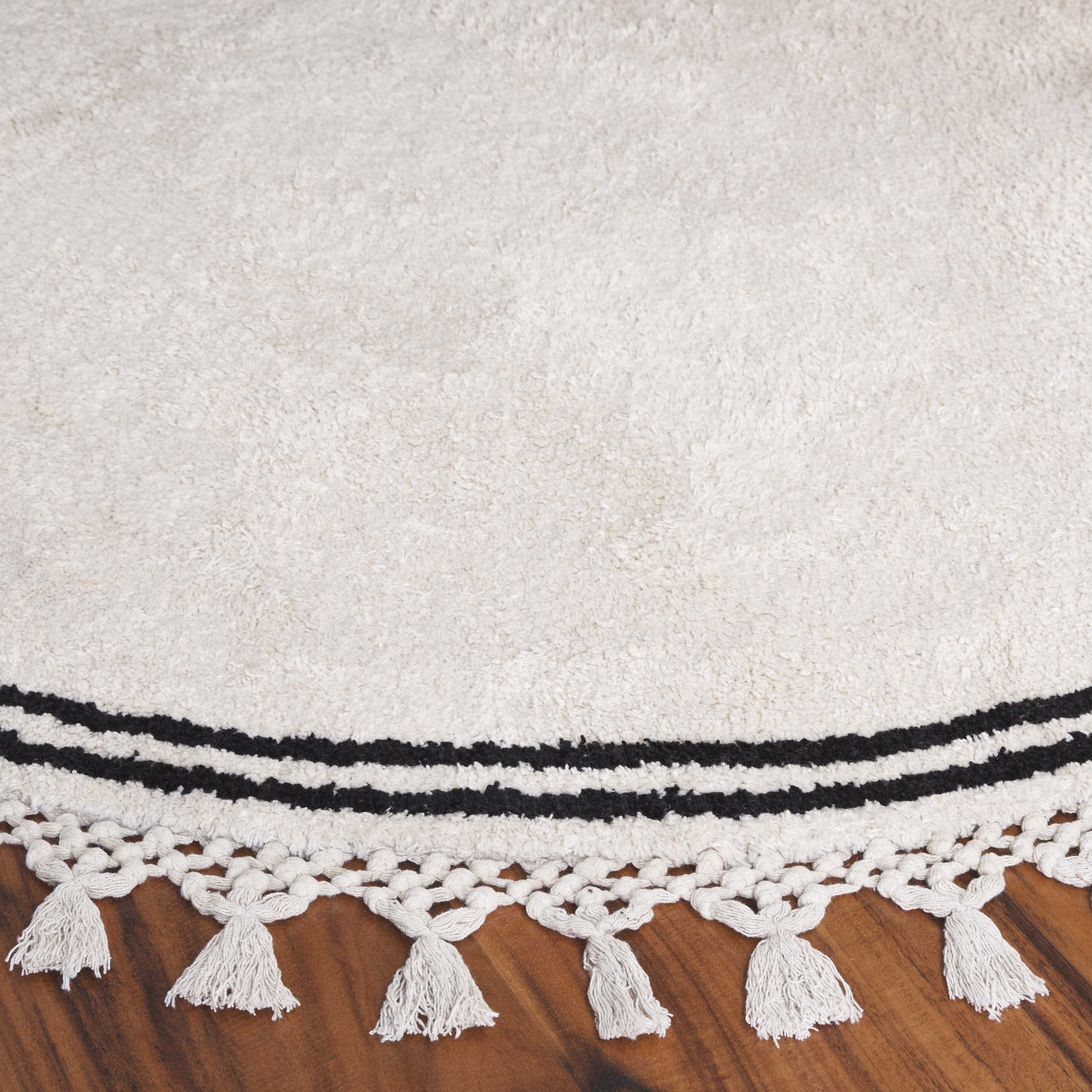 Safavieh Easy Care Hepburn Solid Cotton Machine Washable Area Rug, Ivory, 5' x 5' Round