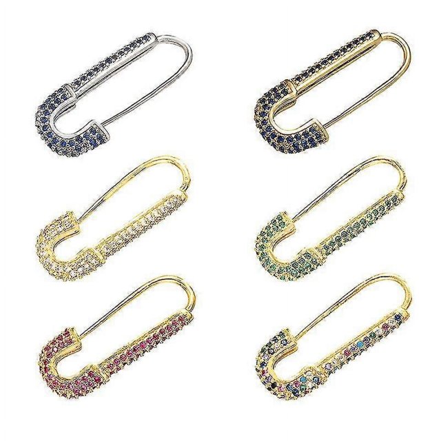 1 pieza de pendientes de pasador de seguridad con circonita cúbica de colores, color dorado, SHED011-5