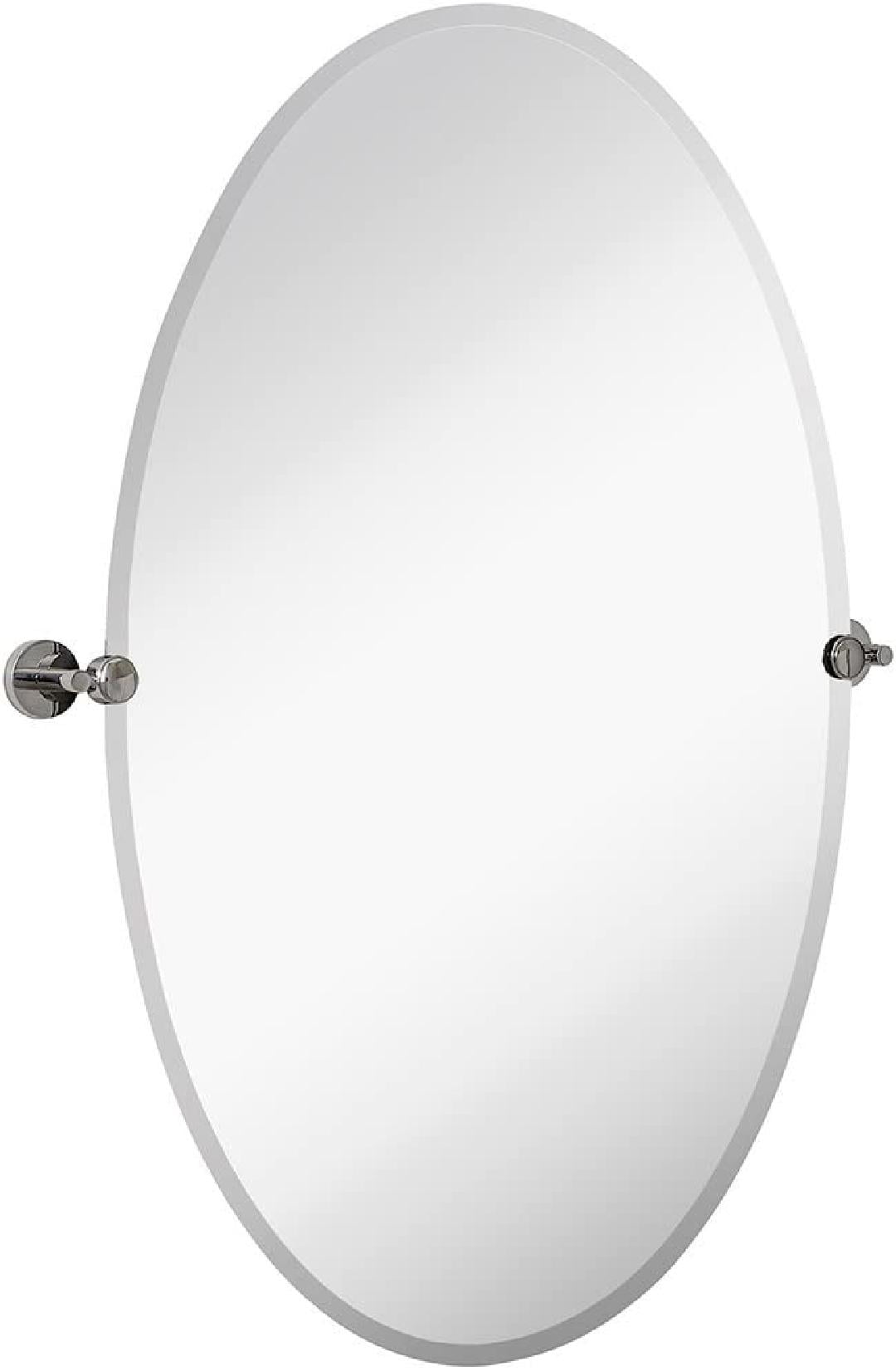 24" x 36" Modern Glass Oval Mirror Large Pivot Mirror with Black Wall