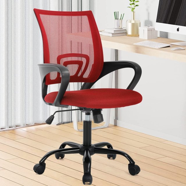 NiamVelo Mesh Office Chair Height Adjustable Ergonomic Computer Desk Chair Armrest Task Chair with Wheels for Adults, Red