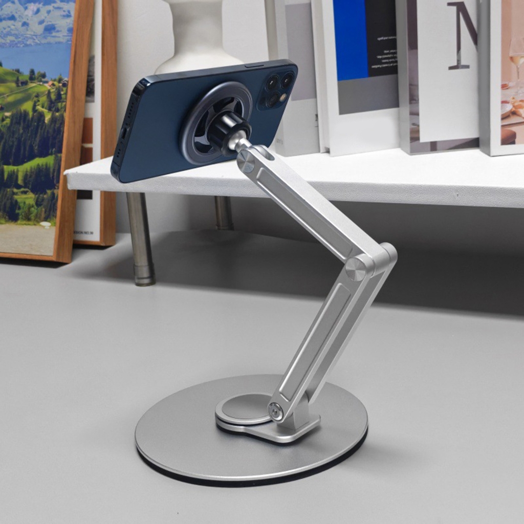 360 Degree Rotating Metal Phone Stand For Desk Magnetic Hollow Design Bracket