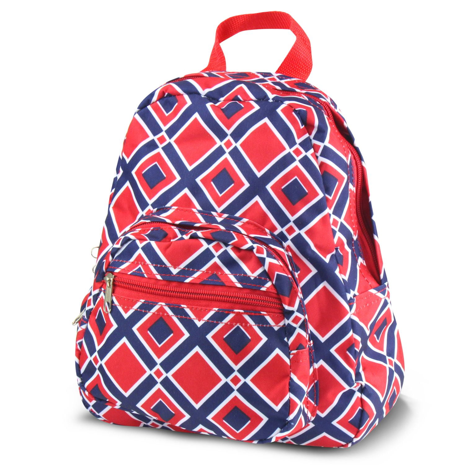 Kids Small Backpack Outdoor by Zodaca Bright Stylish Shoulder School Zipper Bag Adjustable Strap Times Squares Red by