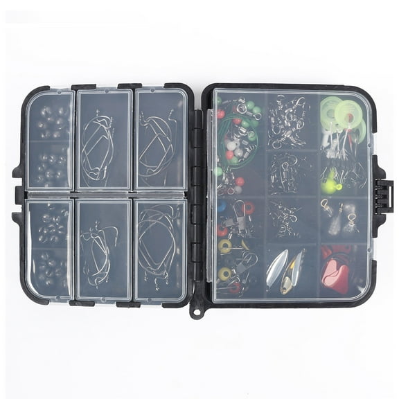 376pcs Fishing Tackle Kit with Hooks Weights Beads Swivels - Stainless Steel Saltwater Accessories, Night Luminous Beads, Compact Organizer Box for Freshwater & Ocean Fishing Gear