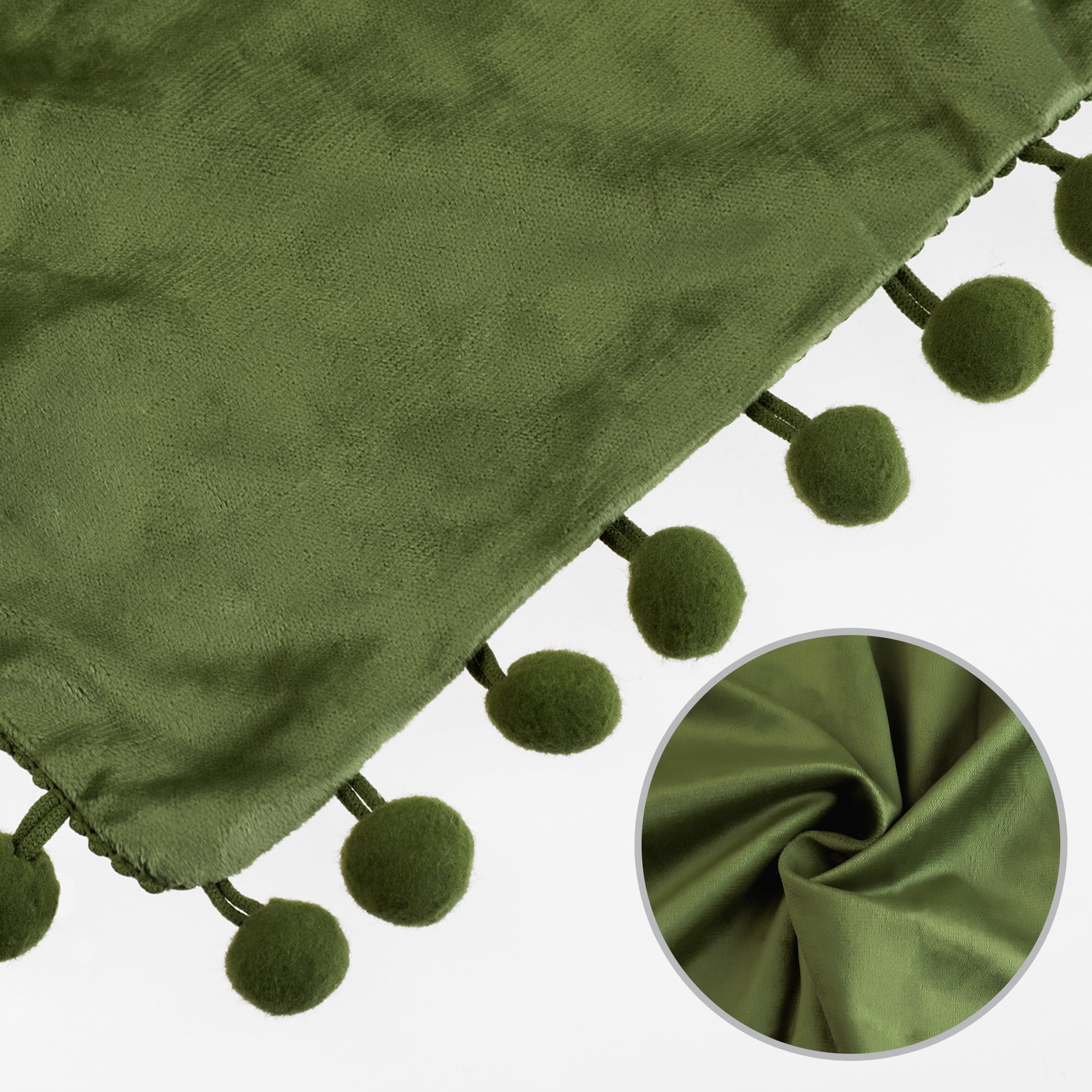 Unique Bargains Velvet Throw Pillow Covers 4 Pcs Pompoms Decorative Pillow Cases Green 16" x 16"/20" x 20"