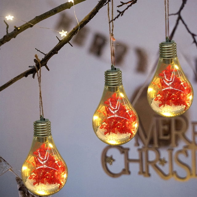 Bolas de Hortensia Decorativas Transparentes y Luminosas para Navidad - Lámpara de Araña de Cristal Rojo | Ahorro de Energía | Fácil Instalación | 11×7×6 Cm | 1 Unidad