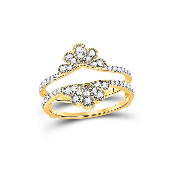 14kt Yellow Gold Womens Round Diamond Wedding Wrap Ring Guard Enhancer 3/8 Cttw