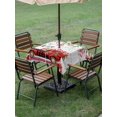 thumbnail image 3 of Outdoor Tablecloth with Umbrella Hole and Zipper, Valentine's Day Square Table Cloth 54x54 Inch Waterproof Tablecloth, Red Plaid Truck Roses Love Leaves Wood Picnic Table Cover for Patio Camping, 3 of 7