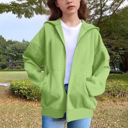 Trupants Big Girls Zip Up Hoodie - Green 13-14T Cat Ear Design 100% Polyester Lightweight Durable Machine Washable for Casual & School Wear
