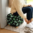thumbnail image 5 of SCRAWLGOD St. Patrick's Day Shamrock Stripe Print Green Black Ottoman Slipcover, Anti Slip Square Footstool Cushion with Elastic Bottom Thick Foot Stool Protection Fit for Most Footrest Sofa, 5 of 7