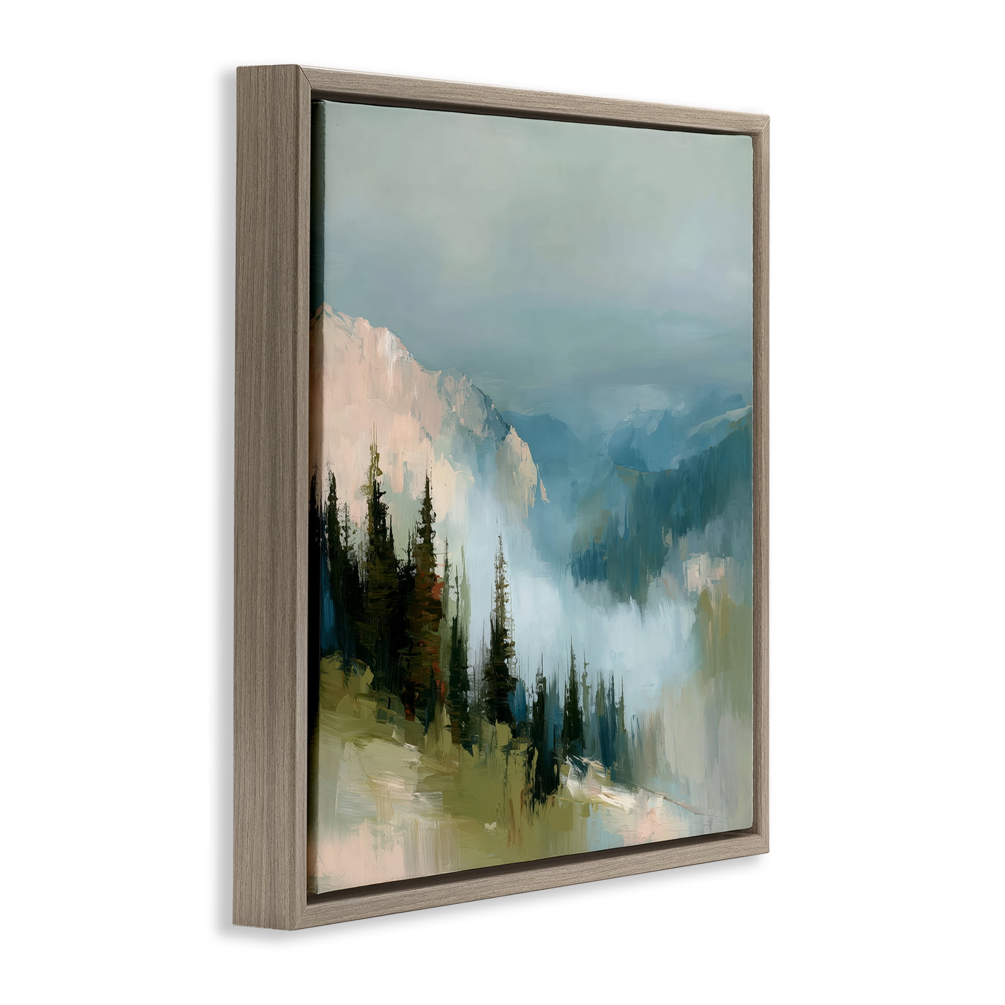 Stupell Industries Mountain Forest Impression Brown Framed Floater Canvas Wall Art, design by Kim Curinga