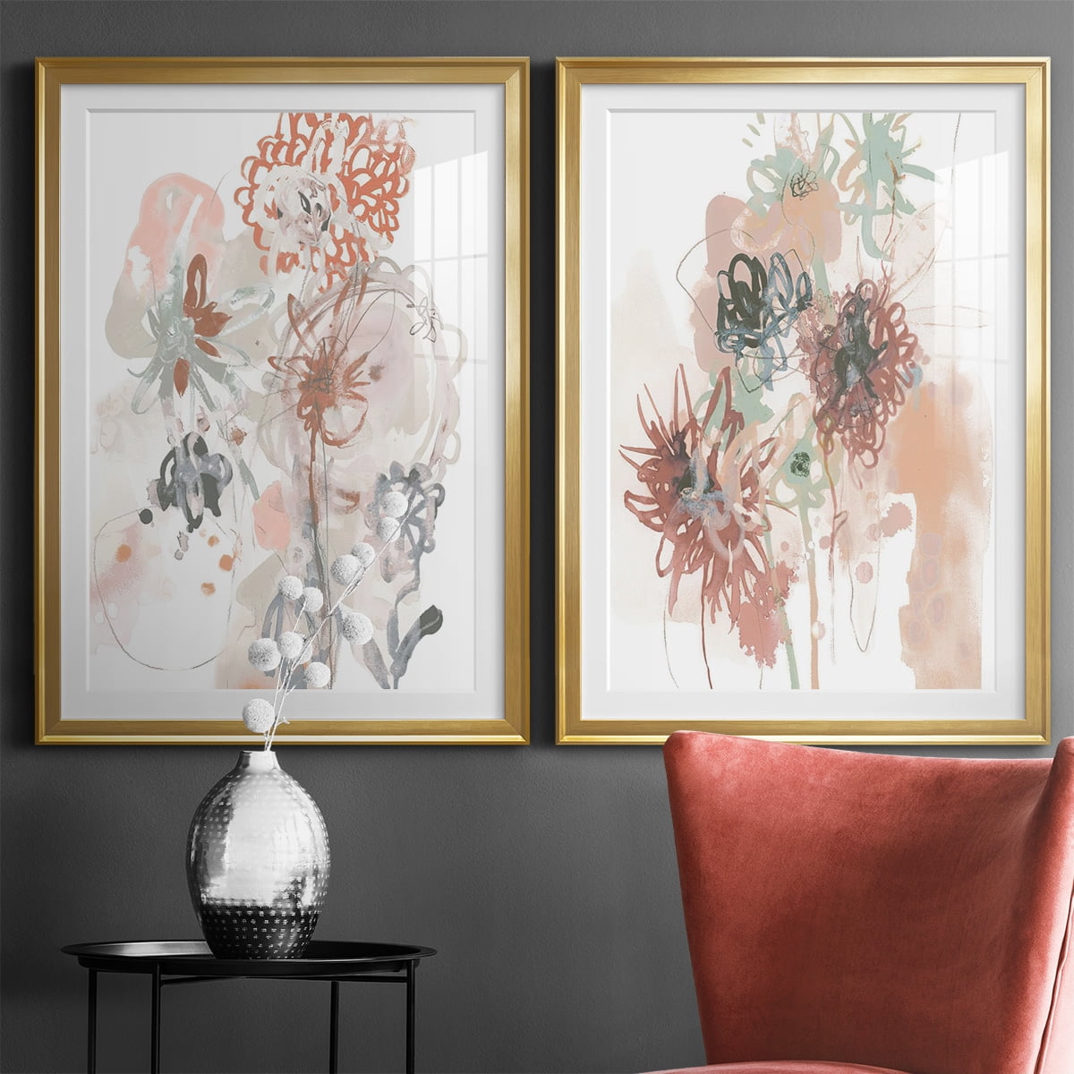 Wexford Home Petal Drift III Premium Framed Print, 18.5" x 24.5" - Ready to Hang, Gold (Set of 2)