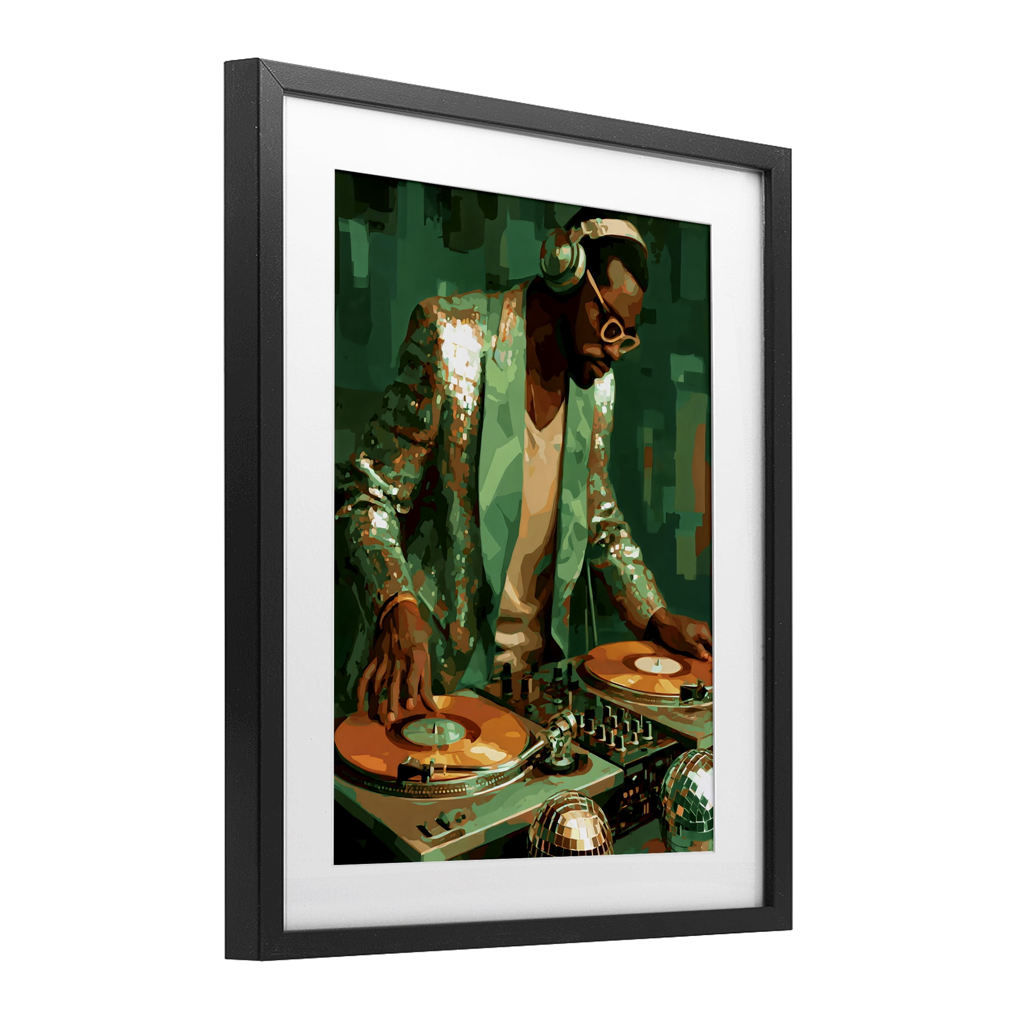 Stupell Industries Green Disco DJ Music Black Framed Print Under Glass, design by Franklyn Gregory