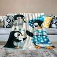 thumbnail image 2 of COMIO Decorative Holiday Throw Blanket, Super Soft Sherpa Holiday Throw Blanket. Hudson Collection (Penguins Jumping), 2 of 6