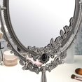 thumbnail image 3 of Elegant Silver Makeup Mirror, Double Sided Oval Design with Plated Mirror for Clear Image, Classical European Retro Style, Light-weighted with Velvet Base Layer for Anti-slip Performance, 3 of 5