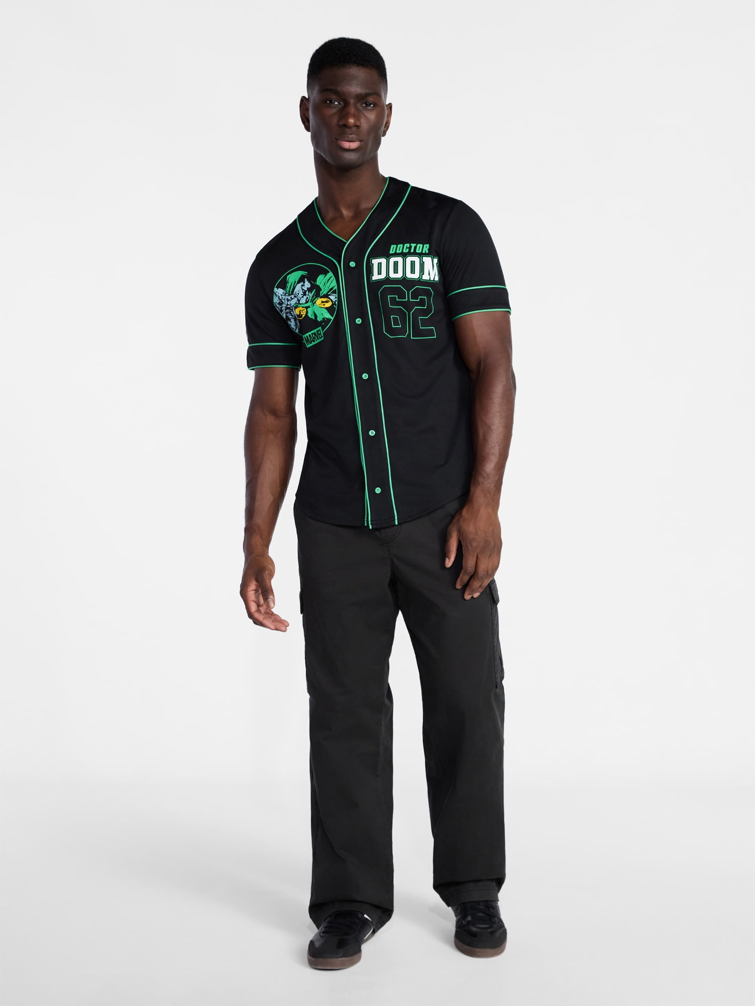 Marvel Comics Men's and Big Men's Doctor Doom Baseball Jersey, Sizes XS-3XL