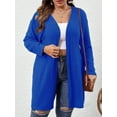 thumbnail image 4 of Essential Solid Fluted Sanding Open Front Knitted Cardigan Sweater for Women Blue 5XL, 4 of 8