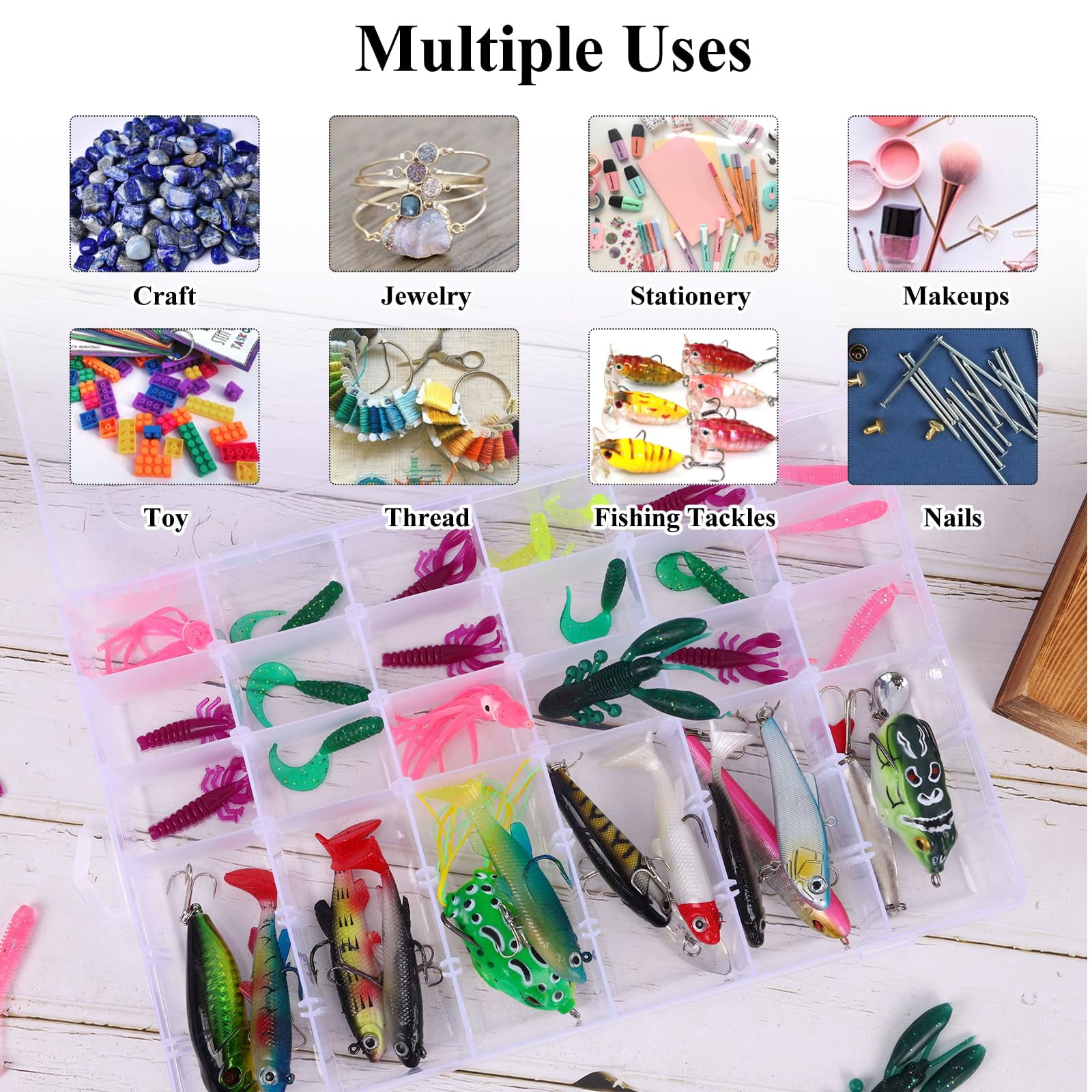 4 Pack 36 Grids Plastic Bead Organizer Box With Dividers  Clear Craft Tackle Parts Storage Containers Compartments For Fishing Art Diy 5 Sheets Label Stickers