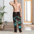 thumbnail image 5 of Uemuo Neon Sign For Books Pattern Men's Wide Leg Palazzo Lounge Pants with Pockets Light Weight Loose Comfy Casual Pajama Pants-Small, 5 of 9