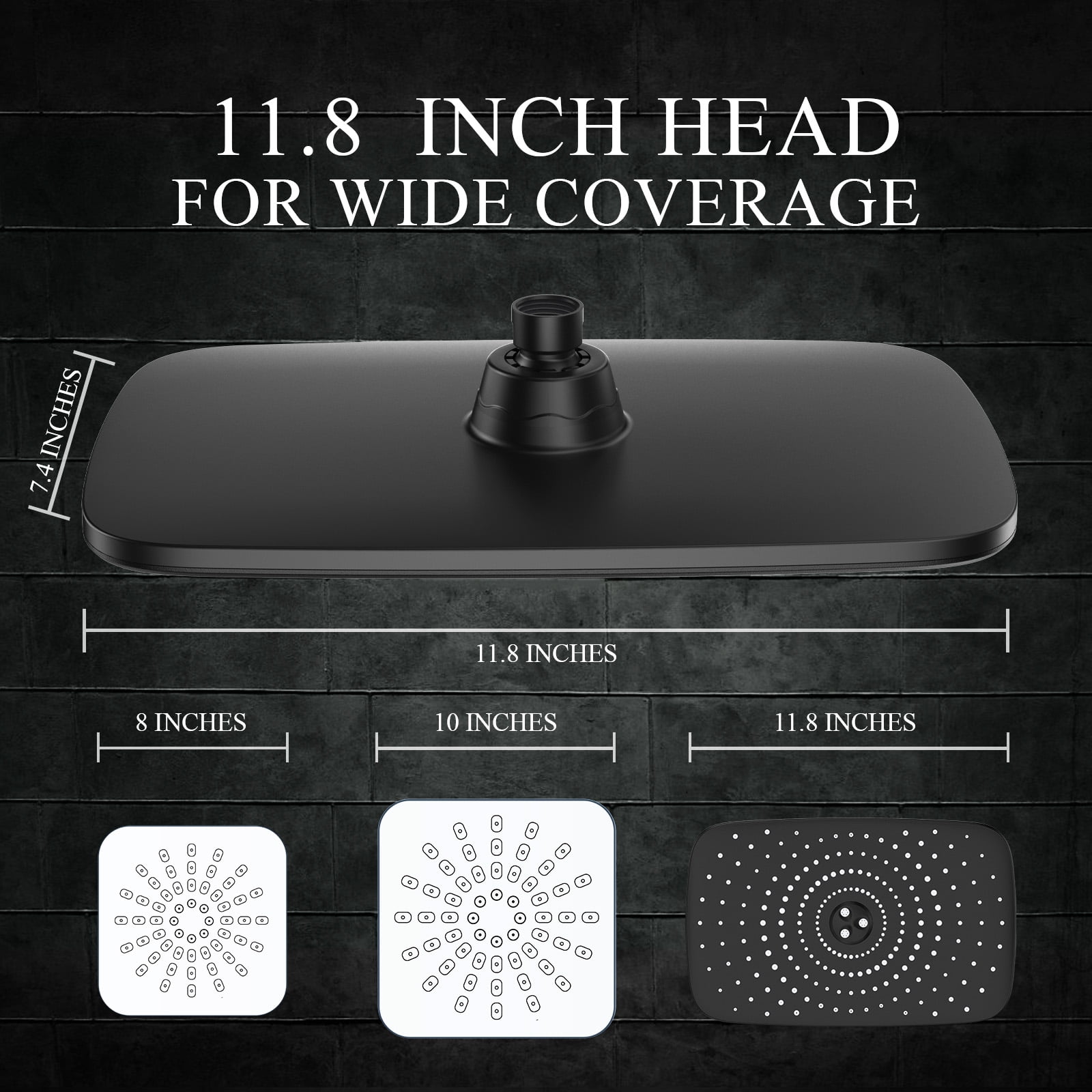 Veken Wide Rain Shower Head with Multi-Modes Handheld Water Spray,High Pressure Showerhead Combo with Arm for Bathroom Accessories,Home Decor Adjustable Dual Shower with Anti-Clog Nozzles,Matte Black