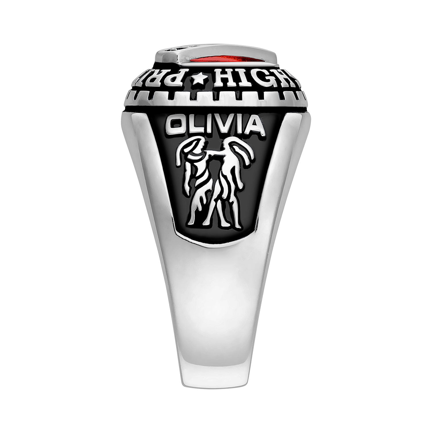 Order Now for 2025 Graduation, Freestyle Class Rings Platinum Birthstone Class Ring, 8 x 6mm, Celebrium, 5 to 12.5