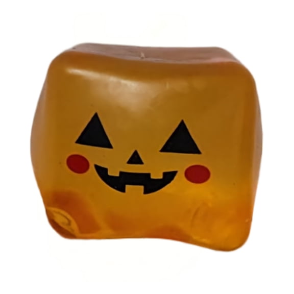 Orange Halloween Squishy Cube Toy with Jack-O'-Lantern Face Design, Single-Pack, for Trick Or Keep Hands Busy, Squeeze Toy