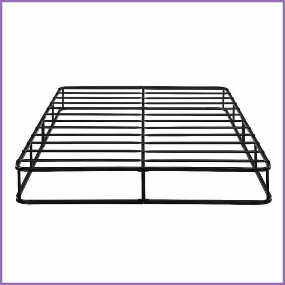 Queen Size Metal Mattress Foundation with White Textured Fabric Cover, 8.5" Height, 700lbs Weight Capacity for Bedroom