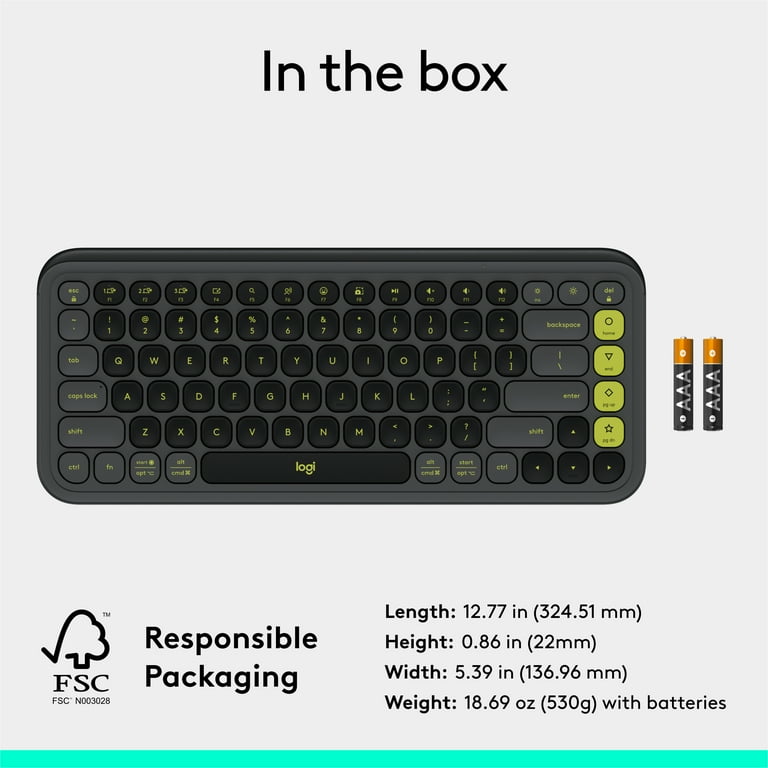 Logitech POP ICON Toetsen, draadloos Bluetooth-toetsenbord, comfortabel typen, programmeerbare toetsen, eenvoudig schakelen tussen maximaal 3 apparaten, voor laptop, tablet, pc, grafiet en wit