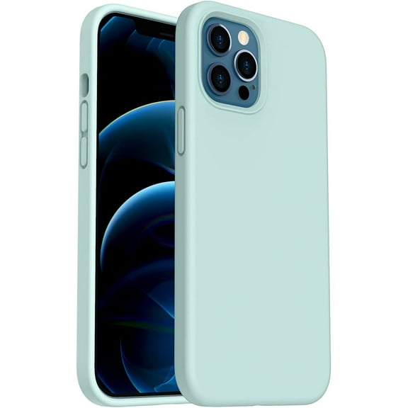 Shockproof Liquid Silicone Designed for iPhone 12 Pro Max Case 6.7", Gel Rubber Full Body Protection Anti-Shock Cover Case Drop Protection 6.7inch-Mint Green