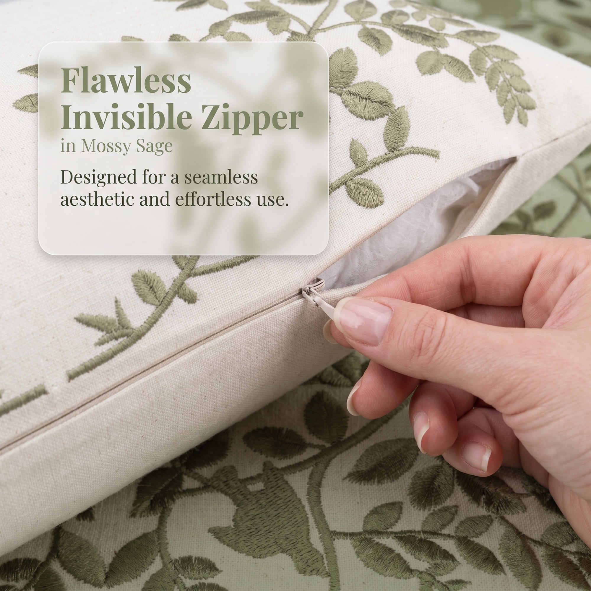 Unique Bargains Embroidered Floral Throw Pillow Cover Rustic Cushion Case Green 20"x12"