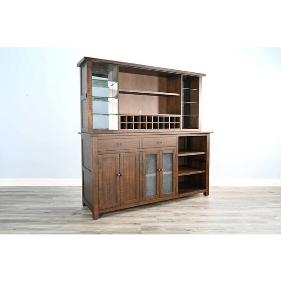 Sunny Designs Homestead 80" Transitional Wood Hutch and Buffet in Tobacco Leaf