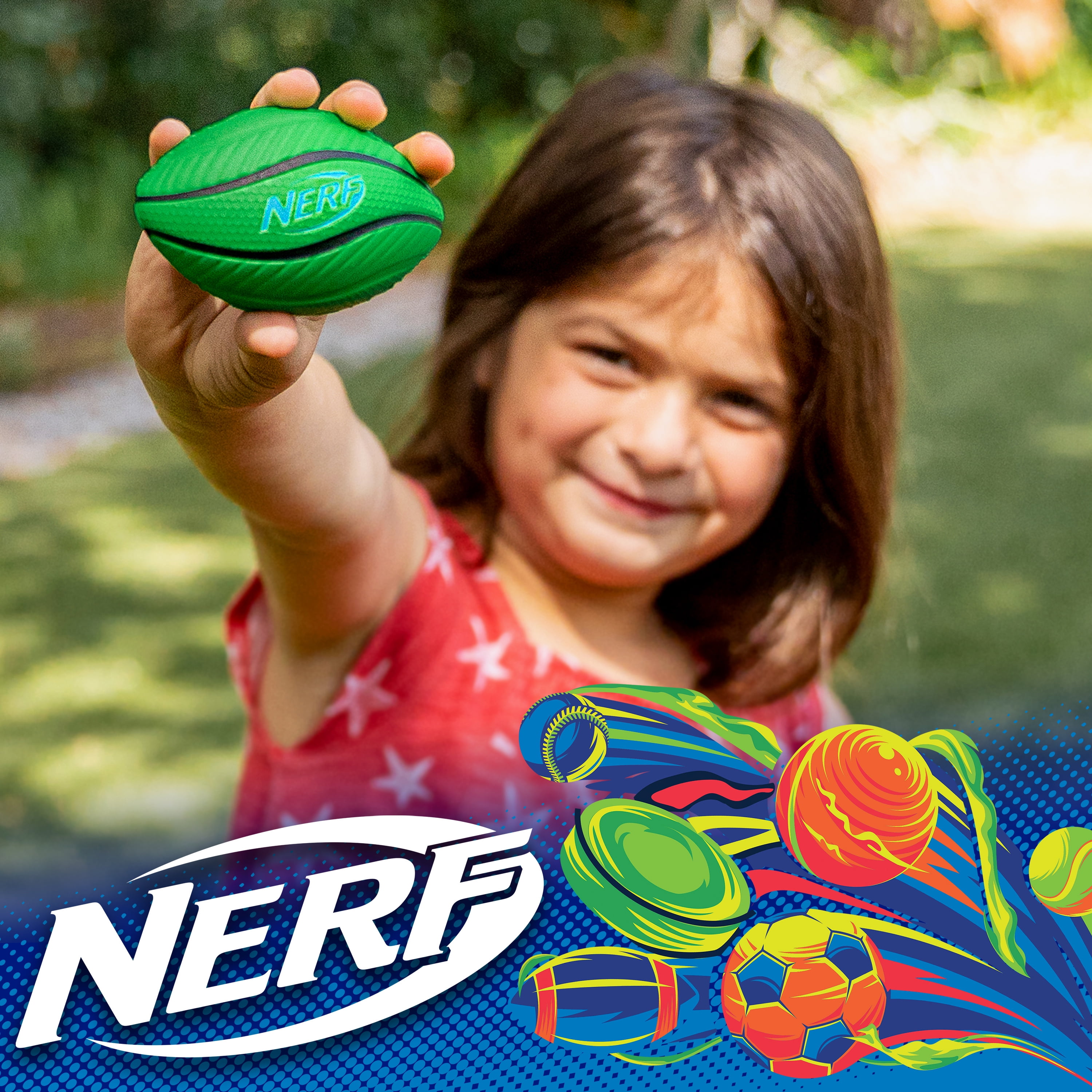 NERF Micro Foam Sports Ball - Assorted Football, Soccer Ball or Basketball - 1 Ball