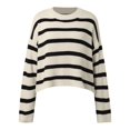 thumbnail image 5 of Ediodpoh Women Fashion Casual Long Sleeve Knit Sweater Lightweight Stripe Pullover Sweater Top Womens Sweaters Khaki M, 5 of 8