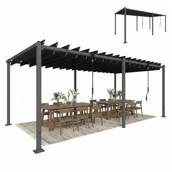 Outsunny 10' x 19' Louvered Pergola Gazebo with UPF50+ Adjustable Roof