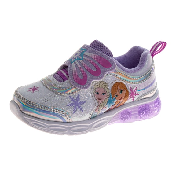 Disney Frozen Sneakers for Girls Glitter Comfortable Adjustable Strap (Toddler / Little Kids)
