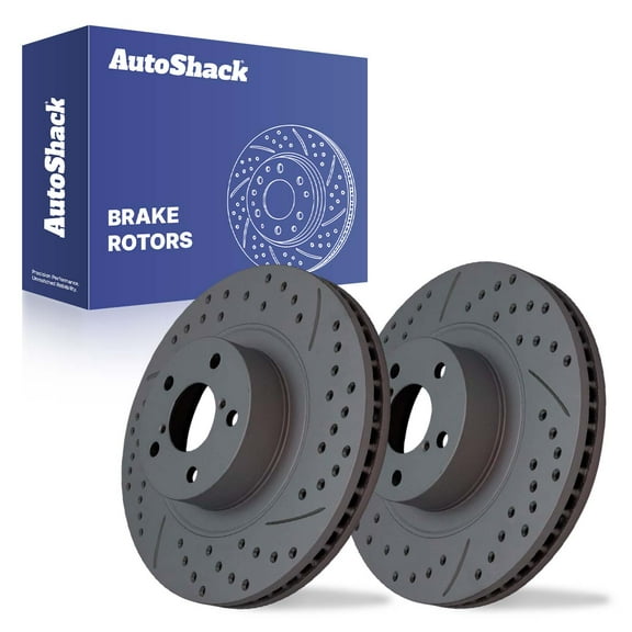 AutoShack 11.55" (293.3 mm) Front Vented Drilled & Slotted Brake Rotors Coated | Replacement for 2009-2018 Subaru Forester 2005-2014 Subaru Outback | Black Matte Finish | 2-PC Set | BlackShield