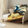 thumbnail image 2 of nygtbtfer Dirt Bike Fleece Blanket Twin Size, Extreme Sport Throw Blanket For Kids Boys Teens, Sport Plush Bed Blanket Rider Fuzzy Sherpa Blanket For Bedroom Living Rooms Sofa Couch, Blue, 2 of 6