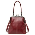 thumbnail image 3 of BadPiggies Retro PU Leather Handbags for Women, Kiss Lock Crossbody Tote Bag Stylish Shoulder Purses - Red, 3 of 9