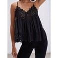 thumbnail image 3 of Summer Tank Tops for Women Loose Fit Pleated Tunics V Neck Sleeveless Lace Tops Lrregular Hem Flowy Black L, 3 of 5