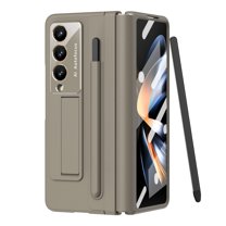 Dteck for Samsung Galaxy Z Fold 4 Case with Built-in Screen Protector & Stylus, Flap Hinge Protection Shockproof Kickstand Protective Phone Case with S Pen Holder for Galaxy Z Fold 4 5G,,Brown