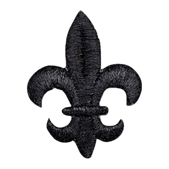 Medium - Fleur De Lis - Black - Iron on Applique/Embroidered Patch
