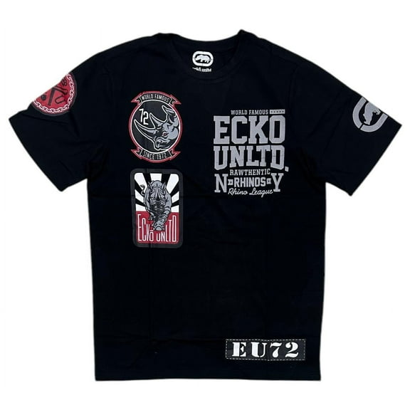 Ecko Unltd Men's T-Shirt Graphic Print Black Short Sleeve Crewneck Tee (Medium, Black)