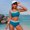 Blue, variant on Women's Tummy Control High Waisted Bikini Set 2 Piece Swimsuits Twist Front Bathing Suits