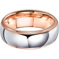 thumbnail image 2 of Wedding Rings Men 8mm Domed Polished Rose Gold Silver Tungsten Wedding Band, 2 of 5