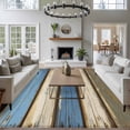 thumbnail image 3 of 5'x8' Area Rugs, Blue Beige Wood Grain Indoor Outdoor Area Rug for Living Room Bedroom, Modern Shabby Chic Board Washable Bathroom Rugs Kitchen Floor Carpet Mats Home Decor Aesthetic, 3 of 8